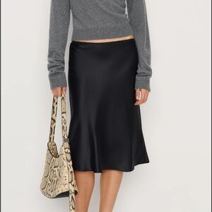 Reformation Layla Silk Skirt Black